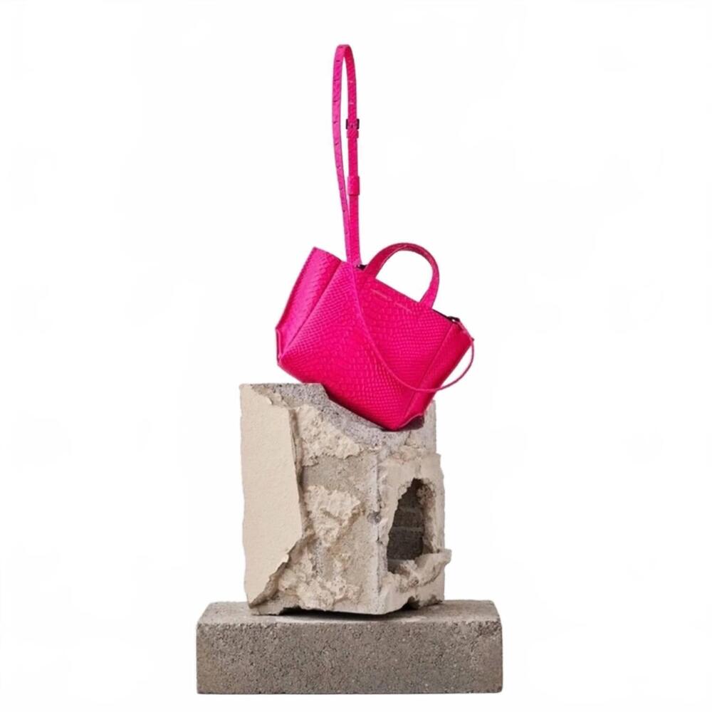 NEW AMPERSAND AS APOSTROPHE neon python micro tote leather in pink